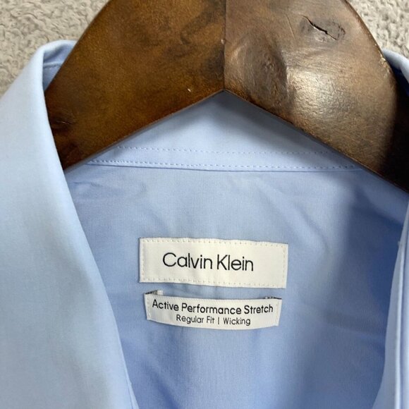 NEW Calvin Klein Men's M Active Performance Stretch Shirt Light Blue Regular Fit - Picture 6 of 10